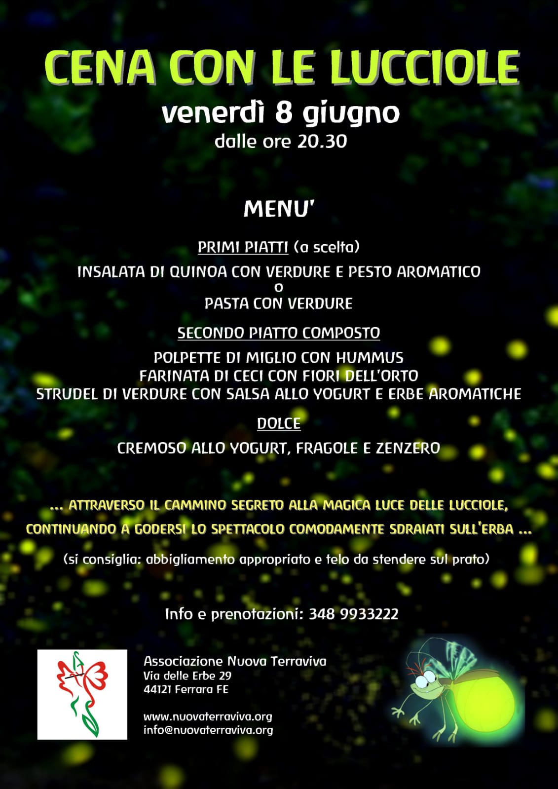 Cena con le lucciole @ Associazione Nuova Terraviva | Ferrara | Emilia-Romagna | Italia